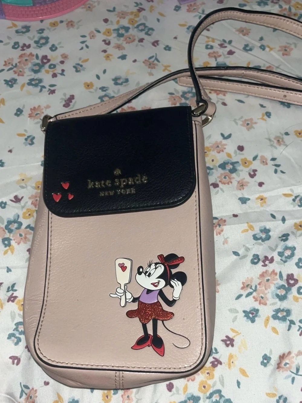 kate spade New York Pink & Black Minnie Mouse Crossbody Phone Bag